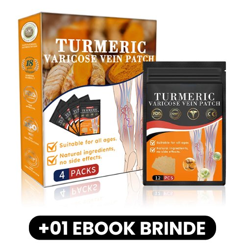 TURMERIC - Adesivo para Varizes de Cúrcuma - Mania das CoisasTURMERIC - Adesivo para Varizes de CúrcumaMania das Coisas